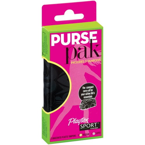 Compact Carry All Playtex Sport Purse Pak Includes 3 Tampons 2 Reg /& 1 Super